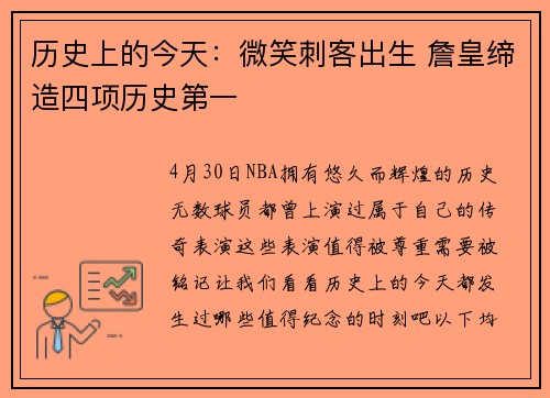 历史上的今天：微笑刺客出生 詹皇缔造四项历史第一